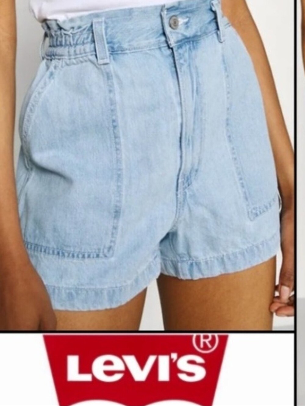 Levi’s High Waist Rise A-Line Mom Shorts Throw Some Shade Light Wash Paper Bag